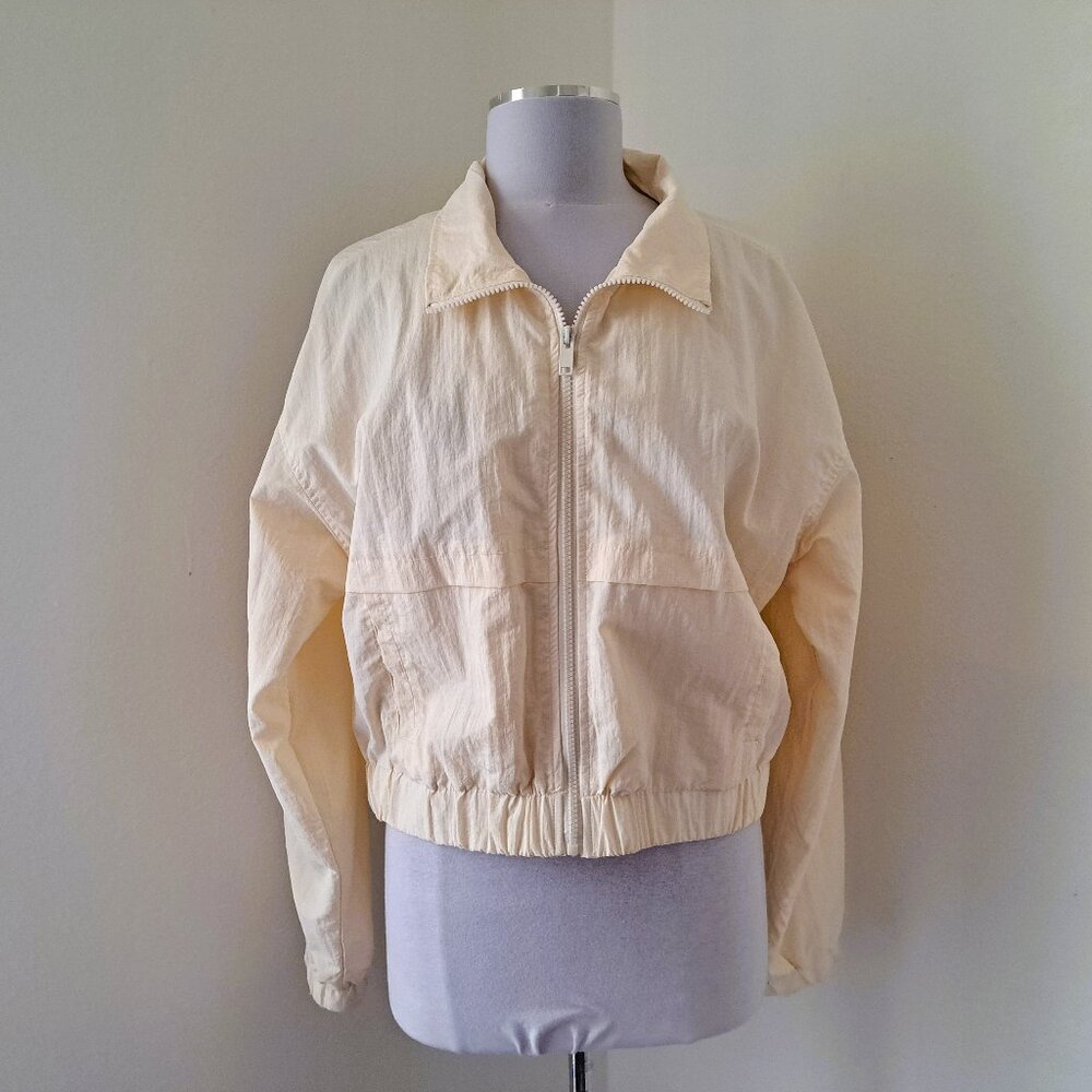 Ci Sono Women Lightweight Bomber Jacket Front Zipper Beige Color Size L